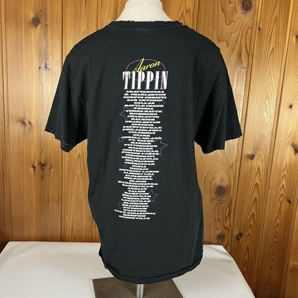 Vintage Aaron Tippin T-shirt Size Large Black Concert Distressed Single stitch - Picture 7 of 12